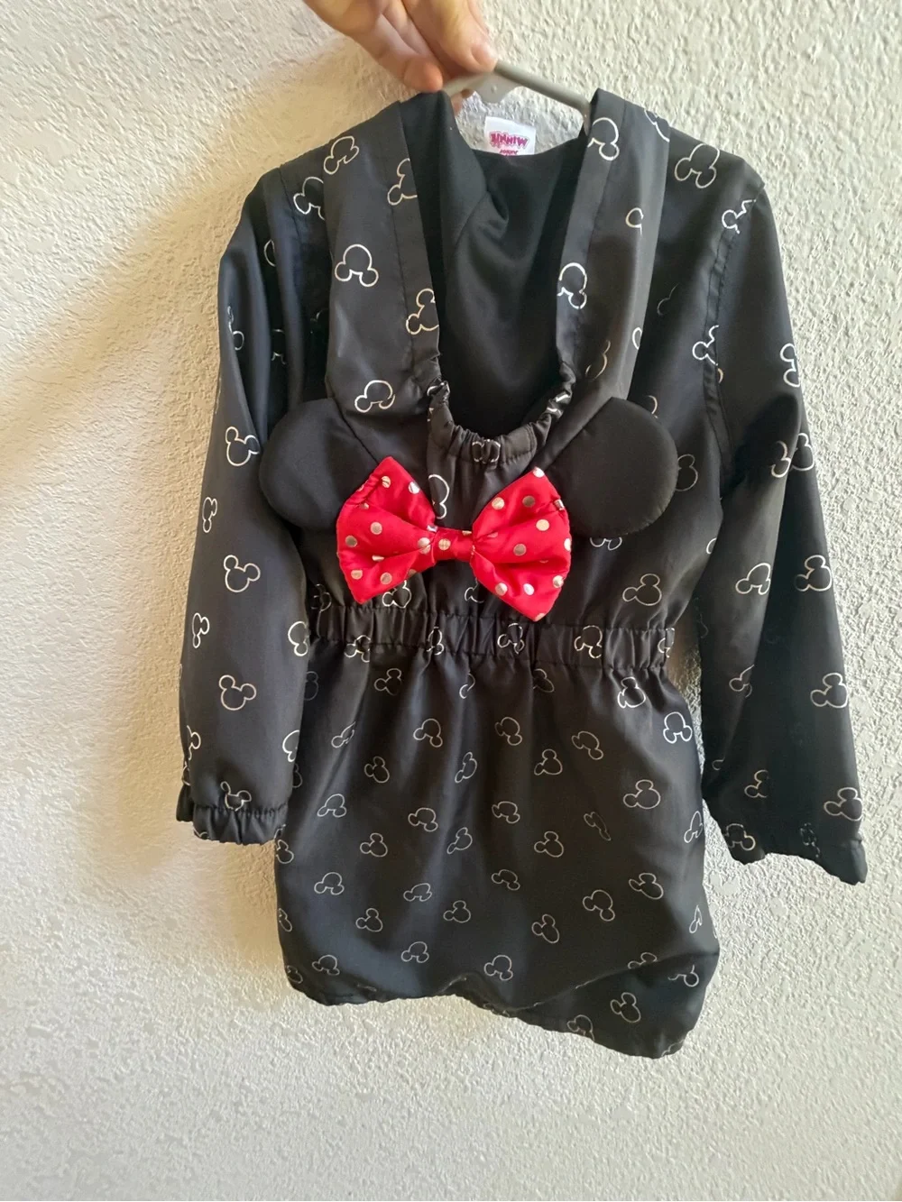Disney Minnie Mouse Black Hooded Raincoat with Patch